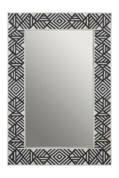 Orsina Rectangular Mother of Pearl Wall Mirror, Handcrafted Black & White Chevron Mirror, Accent Wall Décor in Grey - thumbnail 1