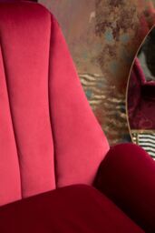 Orsina Red Velvet Lounge Chair, Red & Gold Luxury Lounge Chair, Comfortable Eames Lounge Chair with Gold Legs - thumbnail 5