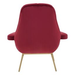 Orsina Red Velvet Lounge Chair, Red & Gold Luxury Lounge Chair, Comfortable Eames Lounge Chair with Gold Legs - thumbnail 4