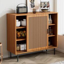 STILVORA Sideboard with sliding doors walnut finish - thumbnail 2