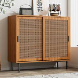 STILVORA Sideboard with sliding doors walnut finish