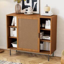 STILVORA Sideboard with sliding doors walnut finish - thumbnail 3
