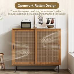 STILVORA Sideboard with sliding doors walnut finish - thumbnail 6