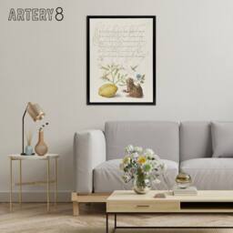 "Artery8 Gillyflower Almond & Frog Calligraphy Framed Canvas Wall Art Print in White - Size: W12"" x H16""" - thumbnail 3