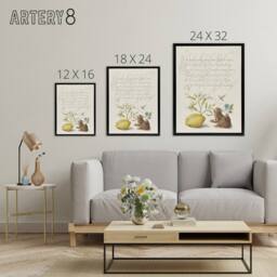 "Artery8 Gillyflower Almond & Frog Calligraphy Framed Canvas Wall Art Print in White - Size: W12"" x H16""" - thumbnail 4