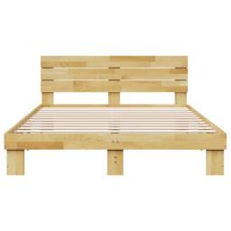 Berkfield Home Bed Frame with Headboard without Mattress 140x190 cm Solid Wood Oak in Light Oak - thumbnail 6