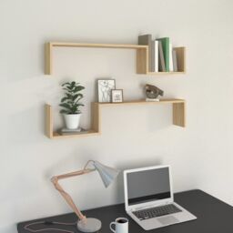 Berkfield Home Wall Shelf 2 pcs Sonoma Oak 100x15x20 cm Engineered Wood in Brown - Size: 100 x 15 x 20 cm - thumbnail 1