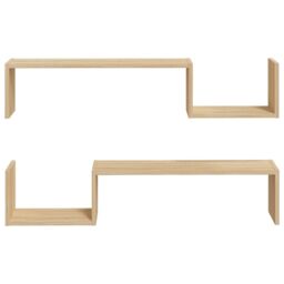 Berkfield Home Wall Shelf 2 pcs Sonoma Oak 100x15x20 cm Engineered Wood in Brown - Size: 100 x 15 x 20 cm - thumbnail 5