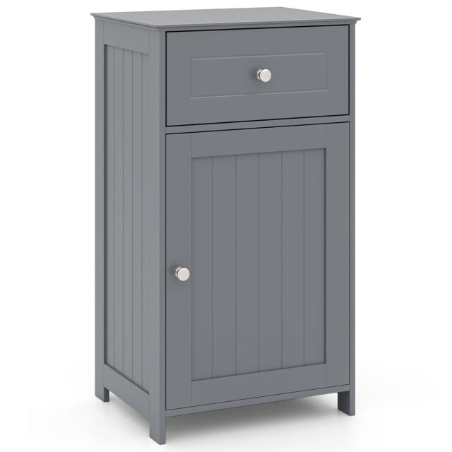 Costway Single Door Bathroom Cabinet Stable & Safe Bathroom Organizer in Grey - image 1