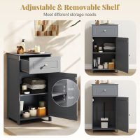 Costway Single Door Bathroom Cabinet Stable & Safe Bathroom Organizer in Grey - thumbnail 3