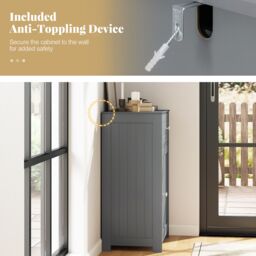 Costway Single Door Bathroom Cabinet Stable & Safe Bathroom Organizer in Grey - thumbnail 2