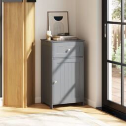 Costway Single Door Bathroom Cabinet Stable & Safe Bathroom Organizer in Grey - thumbnail 7