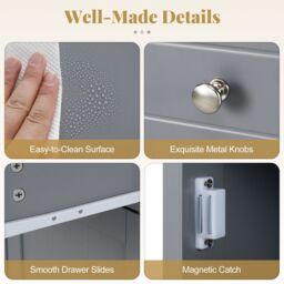 Costway Single Door Bathroom Cabinet Stable & Safe Bathroom Organizer in Grey - thumbnail 8