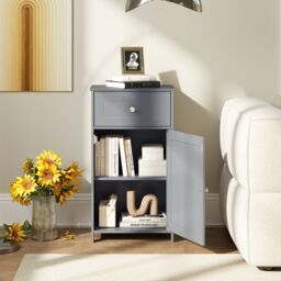 Costway Single Door Bathroom Cabinet Stable & Safe Bathroom Organizer in Grey - thumbnail 6