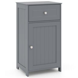 Costway Single Door Bathroom Cabinet Stable & Safe Bathroom Organizer in Grey - thumbnail 1