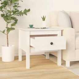 Berkfield Home Side Tables 2 pcs White 50x50x49 cm Solid Wood Pine - Size: 50 x 50 x 49 cm - thumbnail 5