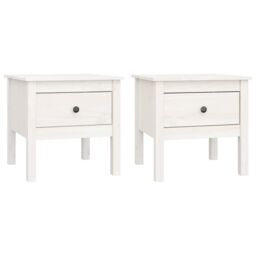 Berkfield Home Side Tables 2 pcs White 50x50x49 cm Solid Wood Pine - Size: 50 x 50 x 49 cm - thumbnail 2