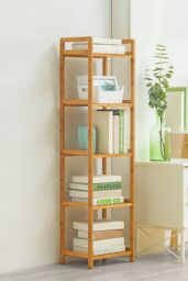 Living and Home 5 Tier Wood Audriel Bookcase in Brown - thumbnail 1