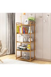 Living and Home 5 Tier Wood Audriel Bookcase in Brown - thumbnail 3