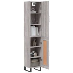 Berkfield Home Highboard Grey Sonoma 34.5x34x180 cm Engineered Wood - thumbnail 3