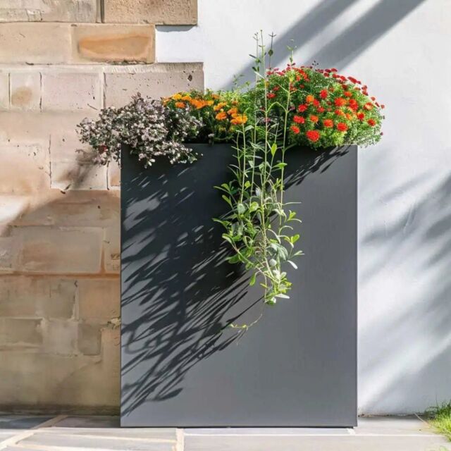 Woven Wood 75cm Long Zinc Galvanised Matte Grey 90cm Tall Trough Planter - image 1