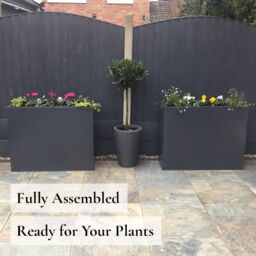 Woven Wood 75cm Long Zinc Galvanised Matte Grey 90cm Tall Trough Planter - thumbnail 8