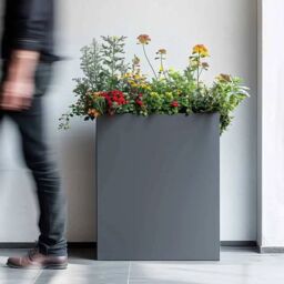 Woven Wood 75cm Long Zinc Galvanised Matte Grey 90cm Tall Trough Planter - thumbnail 5