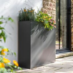 Woven Wood 75cm Long Zinc Galvanised Matte Grey 90cm Tall Trough Planter - thumbnail 3