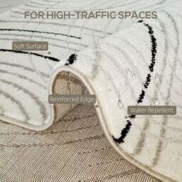 HOMCOM Swirl Pattern Washable Rug, Allergy-Friendly Floor Carpet, Cream - Size: 120 cm x 170 cm - thumbnail 5