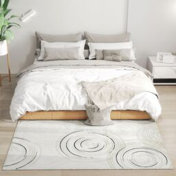 HOMCOM Swirl Pattern Washable Rug, Allergy-Friendly Floor Carpet, Cream - Size: 120 cm x 170 cm - thumbnail 1