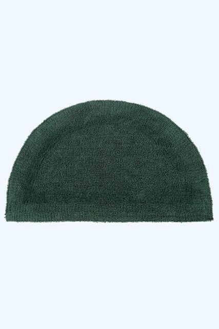 Homescapes Luxury Semi Circle Bath Mat Reversible 1600GSM 100% Cotton, 50 x 80cm in Dark Green - Size: 50 x 80 cm - image 1