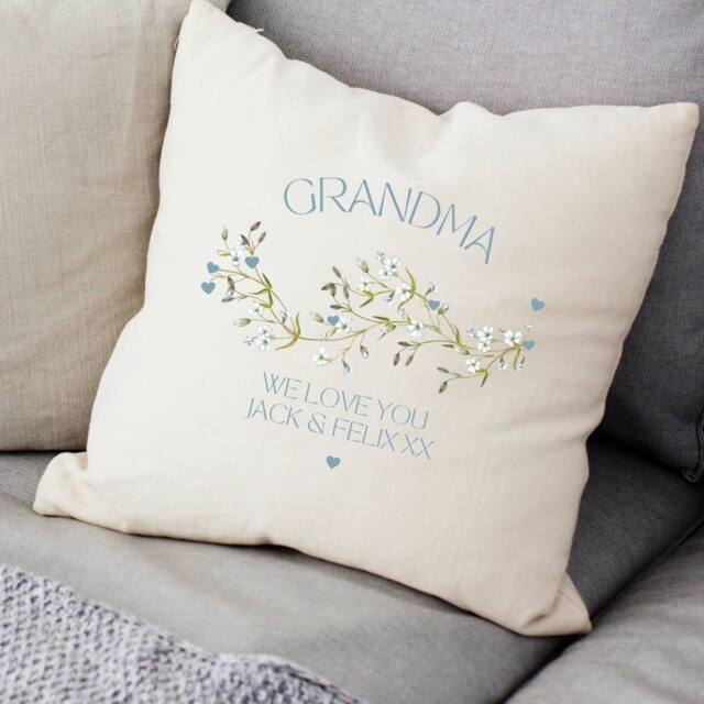 Aye Do Gifts Women's Personalised Grandma We Love You Cushion in Cream - Size: 40 cm x 40 cm - image 1