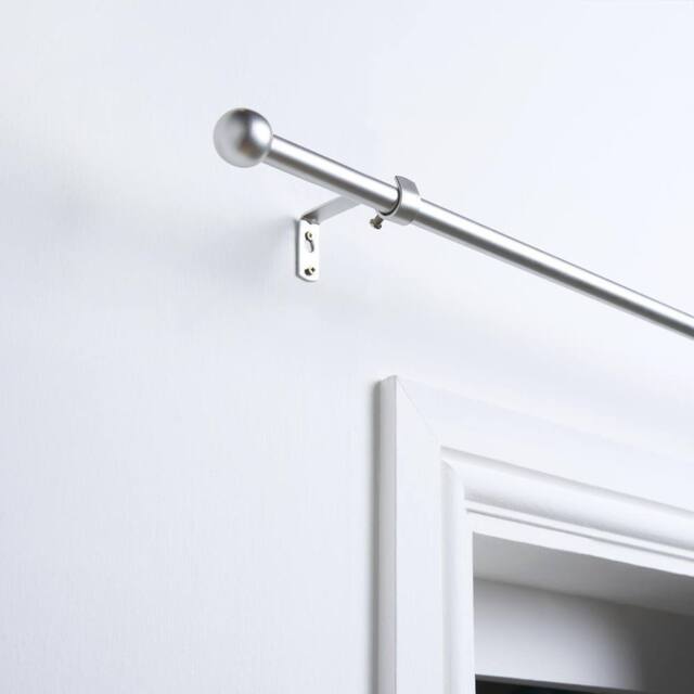 OHS Curtain Pole Extendable 16mm Metal Finnials Ball End Rod 70-120cm in Silver - Size: 120 cm - image 1