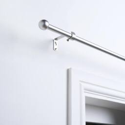 OHS Curtain Pole Extendable 16mm Metal Finnials Ball End Rod 70-120cm in Silver - Size: 120 cm - thumbnail 1