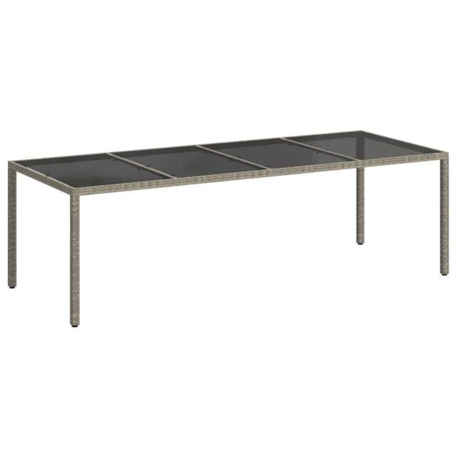 Berkfield Home Garden Table Grey 250x100x75 cm Tempered Glass & Poly Rattan - Size: 250 x 100 x 75 cm - image 1