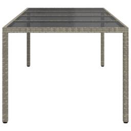 Berkfield Home Garden Table Grey 250x100x75 cm Tempered Glass & Poly Rattan - Size: 250 x 100 x 75 cm - thumbnail 4