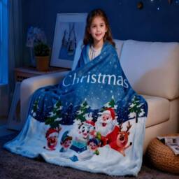 Gr8 Home Santa Design 1 Xmas Fleece Blanket Throw 130x150cm in Blue - Size: 130 cm x 150 cm