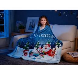 Gr8 Home Santa Design 1 Xmas Fleece Blanket Throw 130x150cm in Blue - Size: 130 cm x 150 cm - thumbnail 2
