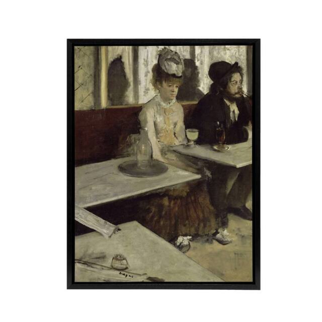 "Artery8 Edgar Degas Absinthe In A Cafe Framed Canvas Wall Art Print in Beige - Size: W12"" x H16""" - image 1