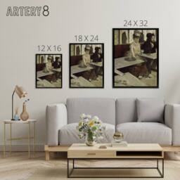 "Artery8 Edgar Degas Absinthe In A Cafe Framed Canvas Wall Art Print in Beige - Size: W12"" x H16""" - thumbnail 4