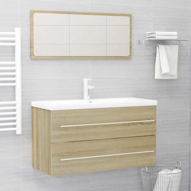 Berkfield Home 2 Piece Bathroom Furniture Set Sonoma Oak Engineered Wood in Brown - image 1