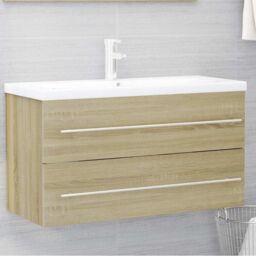 Berkfield Home 2 Piece Bathroom Furniture Set Sonoma Oak Engineered Wood in Brown - thumbnail 6