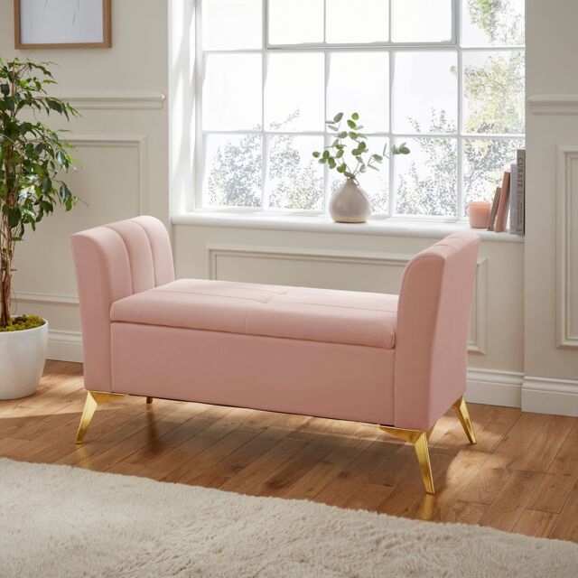 GFW Pettine Velvet Storage Ottoman Bench in Pink - image 1