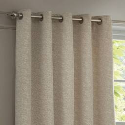 Paoletti Galaxy Velvet Chenille Eyelet Curtain Pair in Ivory - Size: 117 cm width x 137 cm drop - thumbnail 3