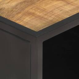 Berkfield Home Beautiful Coffee Table 90x50x35 cm Rough Mango Wood & Natural Cane in Brown - Size: 90 x 50 x 35 cm - thumbnail 5