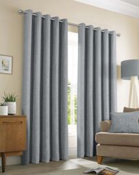 Sundour Amberley Chenille Eyelet Curtains in Grey - Size: 229 cm width x 229 cm drop - thumbnail 1