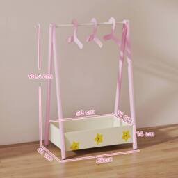 STILVORA Children's Clothes Rail with Shelf & Hangers in Pink - thumbnail 4