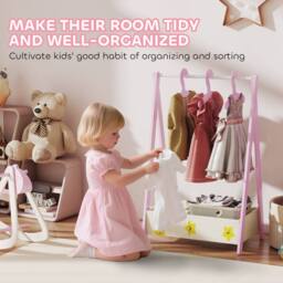 STILVORA Children's Clothes Rail with Shelf & Hangers in Pink - thumbnail 8