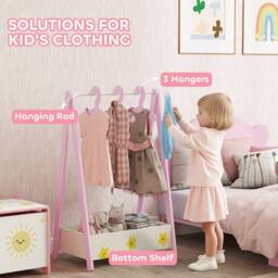 STILVORA Children's Clothes Rail with Shelf & Hangers in Pink - thumbnail 6
