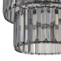 First Choice Lighting Clint - Smoked Acrylic Crystal Two Tier Easy Fit Pendant Shade in Silver - thumbnail 4